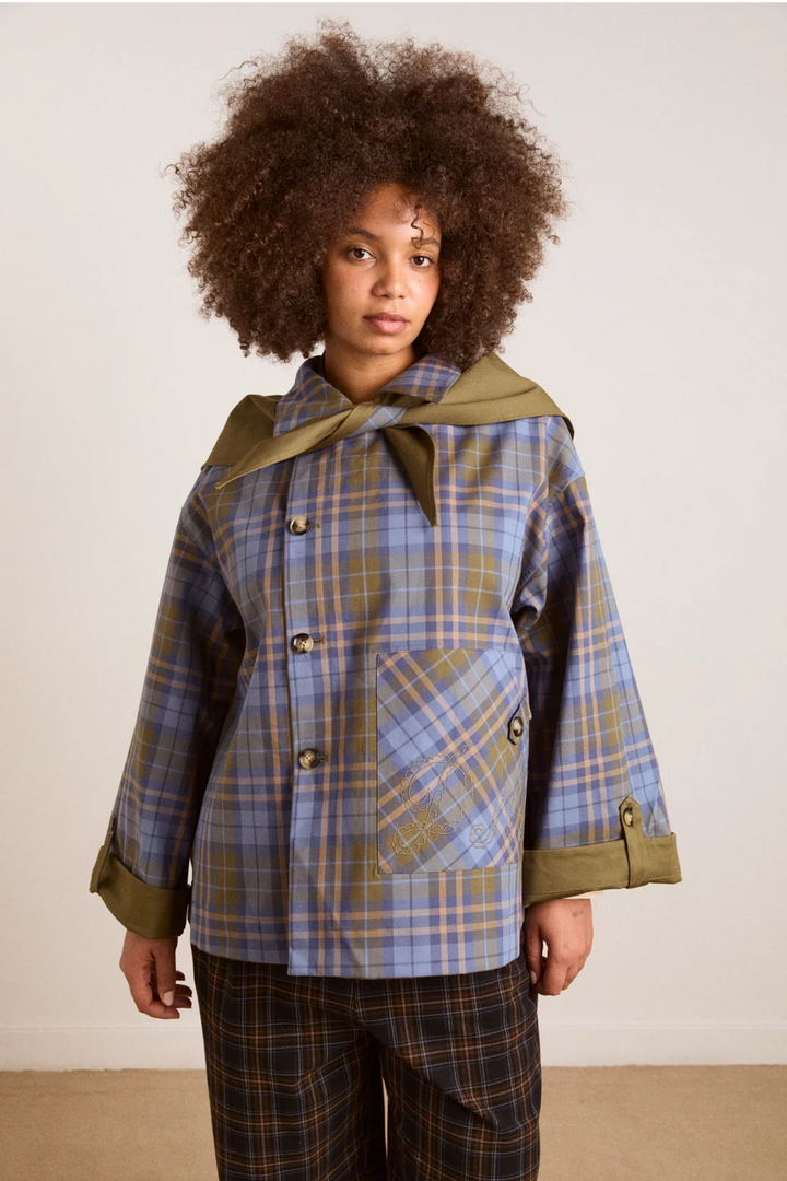 Damson Madder – Jerry Crop Trench Coat in Olive
