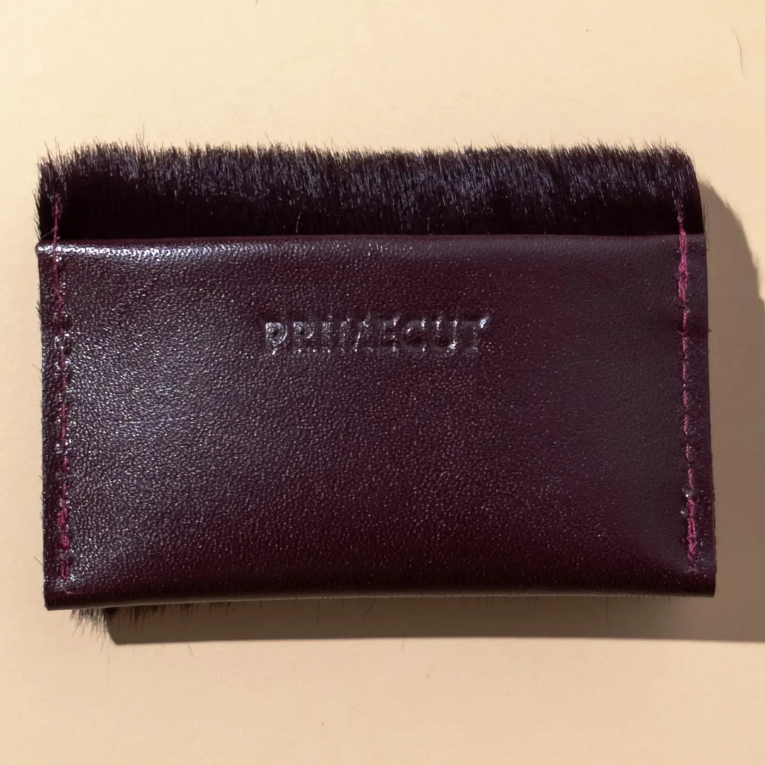 Primecut – Wallet in Leather + Hair on Hide in Plum
