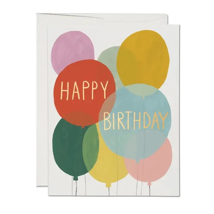 Red Cap Cards - Birthday Balloons