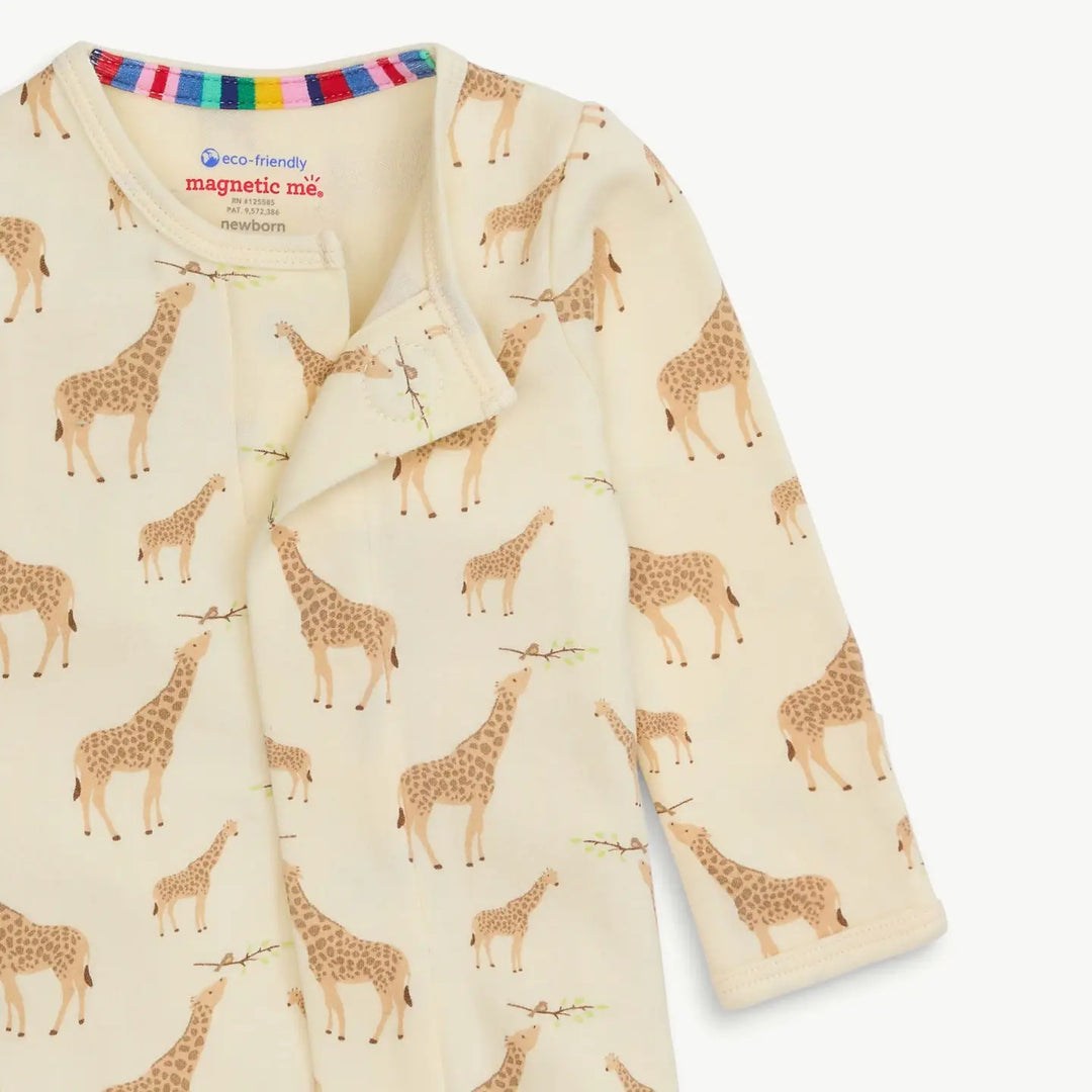 Magnetic Me - Cream Giraffe Organic Cotton Mag Footie