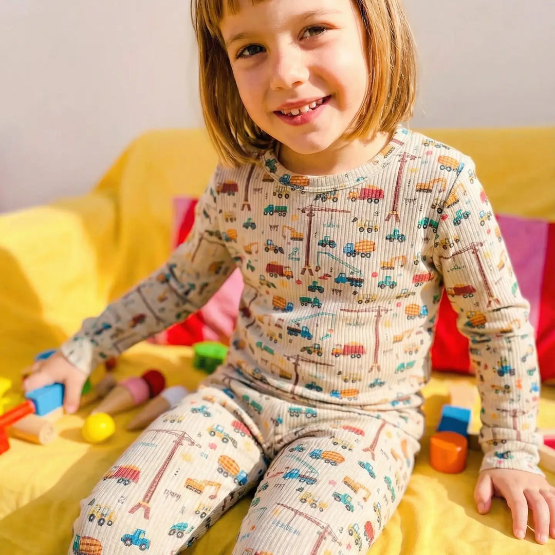 Bug + Bean – Ribbed Bamboo Two- Piece Set in Sand Construction