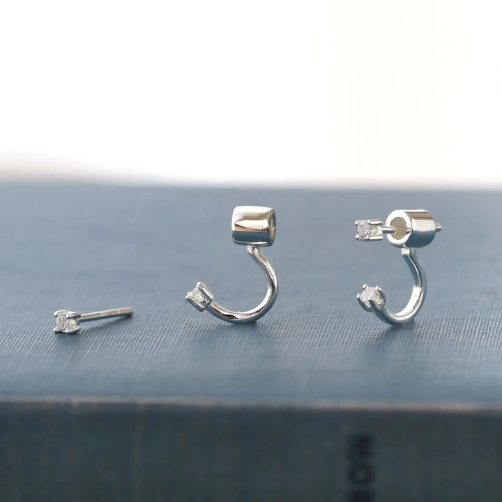 Kris Nations – Petite Crystal Arc Earring Jackets in Sterling Silver