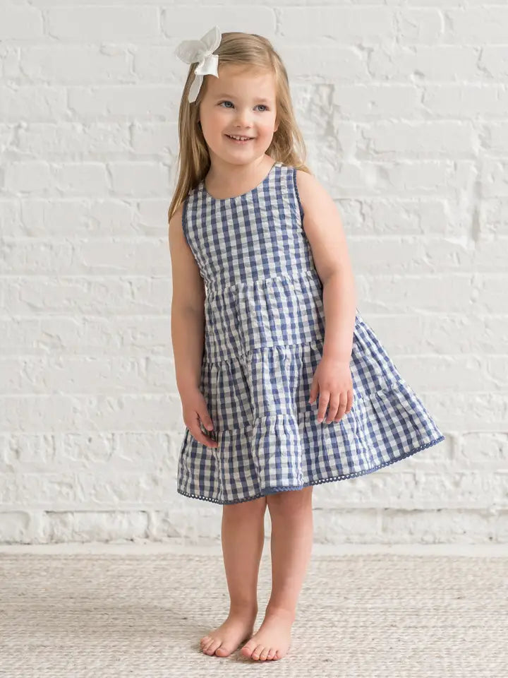 Colored Organics - Zoey Seersucker Tiered Dress in Marino Gingham