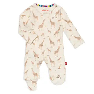 Magnetic Me - Cream Giraffe Organic Cotton Mag Footie
