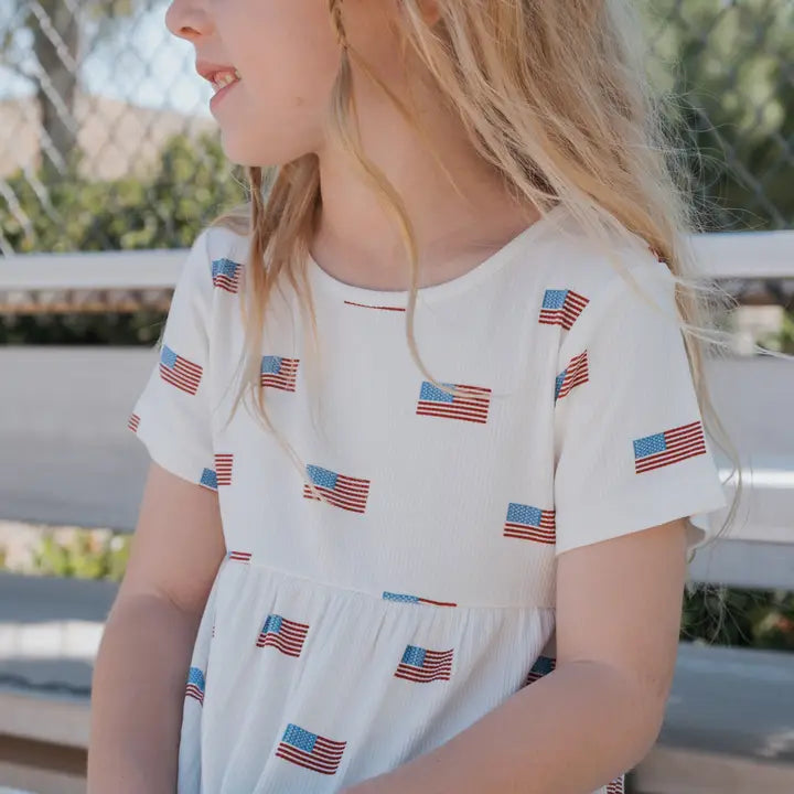 Forever French Baby – Bamboo T Shirt Dress in American Flag