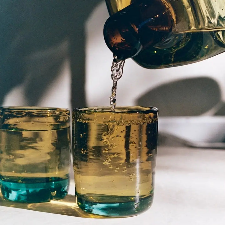 Magda Made - Bedside Recycled Glass Carafe and Glass Set in Amber