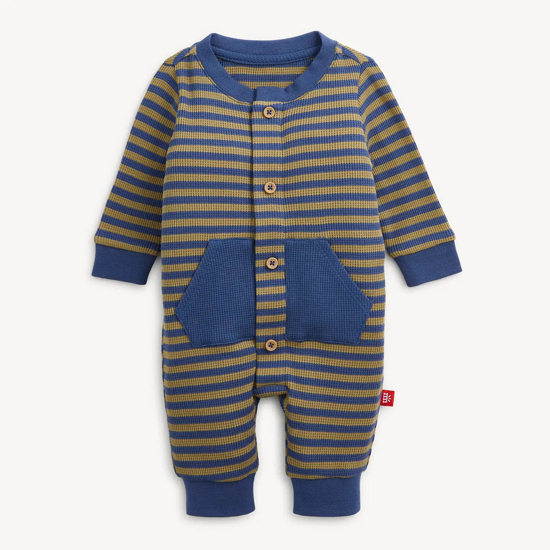 Magnetic Me - Waffle Green Stripe Romper