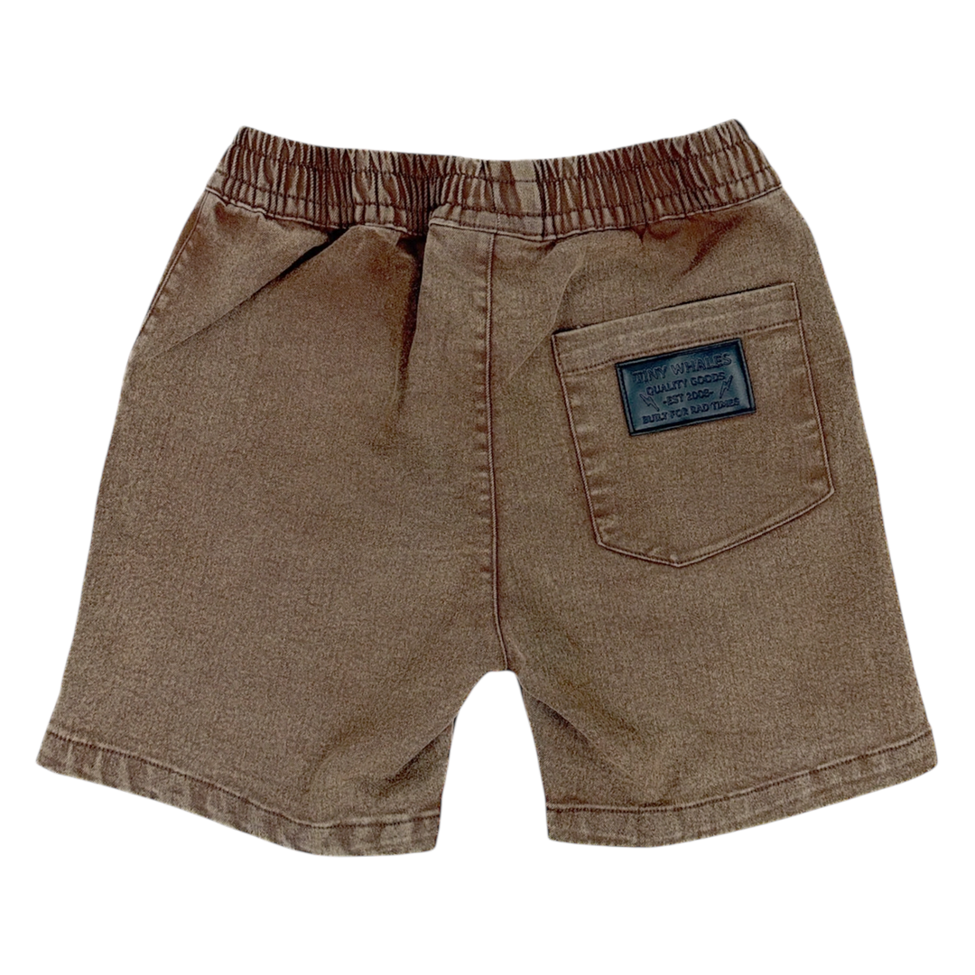 Tiny Whales – Ember Cotton Shorts in Mineral Brown