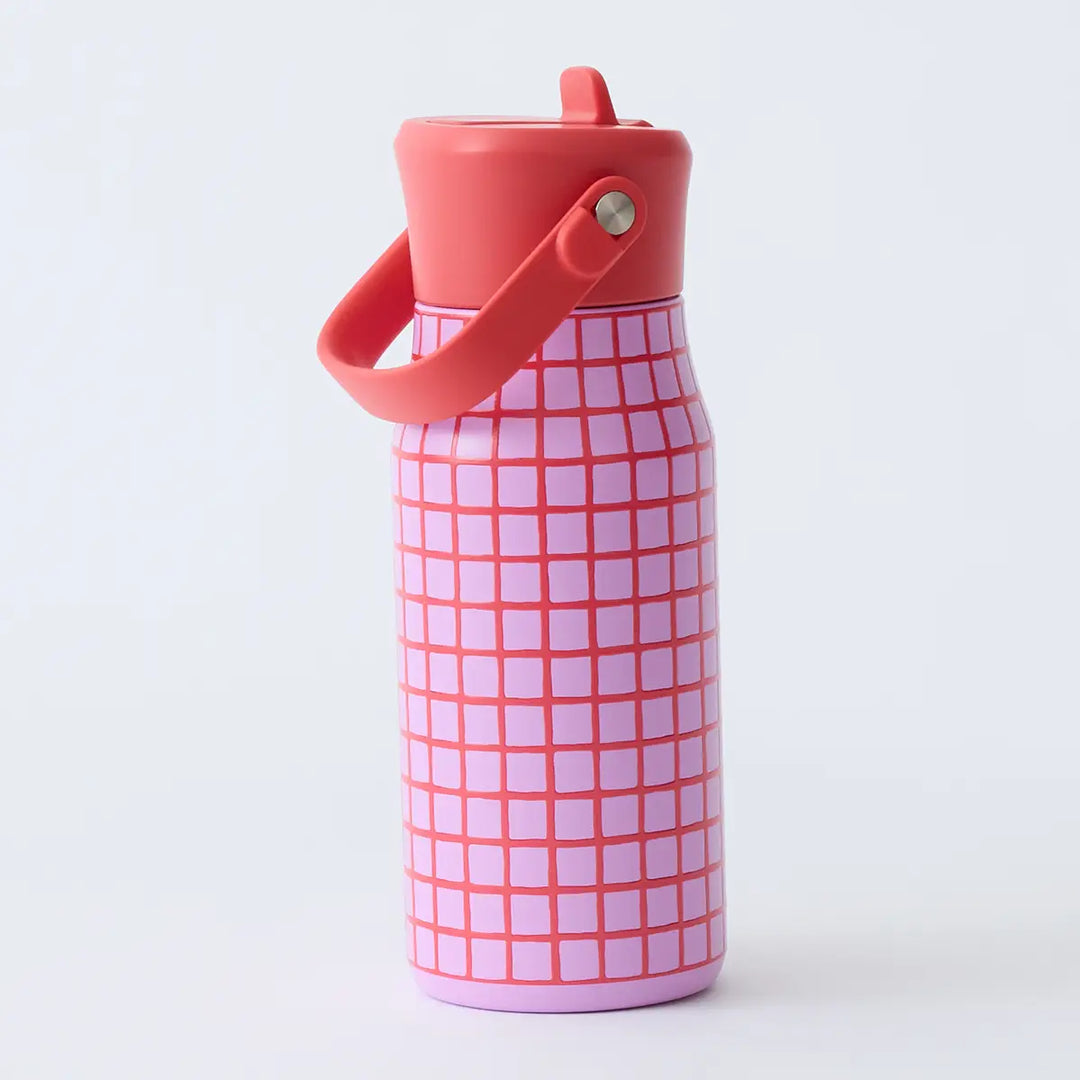 Kindred Bravely -  Cool Kid Water Bottle in Orchid Check