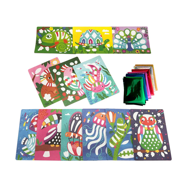 Ooly – Foil Tastic: Foil Art and Coloring Set in Awesome Animals
