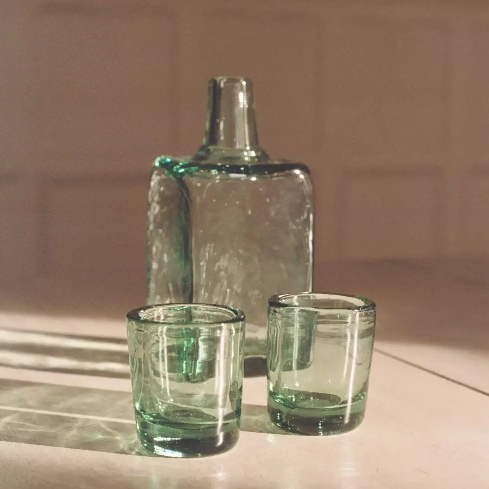 Magda Made - Bedside Recycled Glass Carafe and Glass Set
