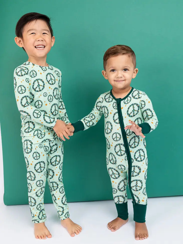 Bird and Bean – Bamboo Pajamas in Peace + Joy Christmas