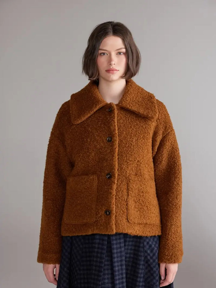 Amente – Wool Teddy Jacket in Light Brown