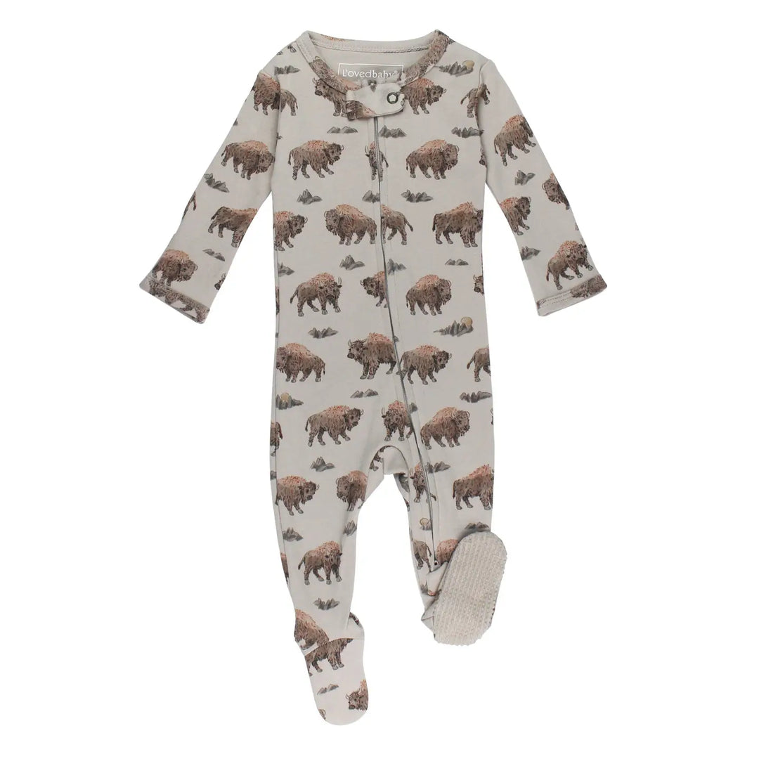 L'ovedbaby- Bison Organic Cozy Zip Footie