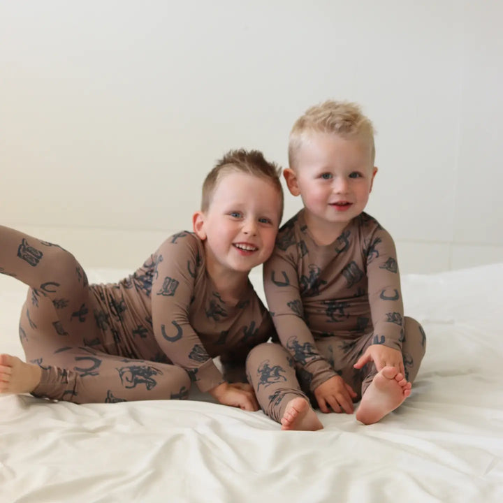 Honeycomb Goods - Two Piece Pajama Set in Dusty Cowboy