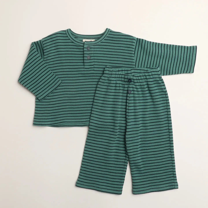 Winnie + Crew - Micky Set in Thin Green Stripe