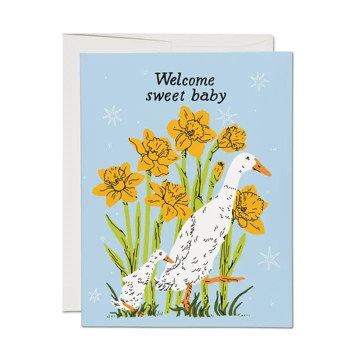 Red Cap Cards - Baby Goose New Baby Greeting Card