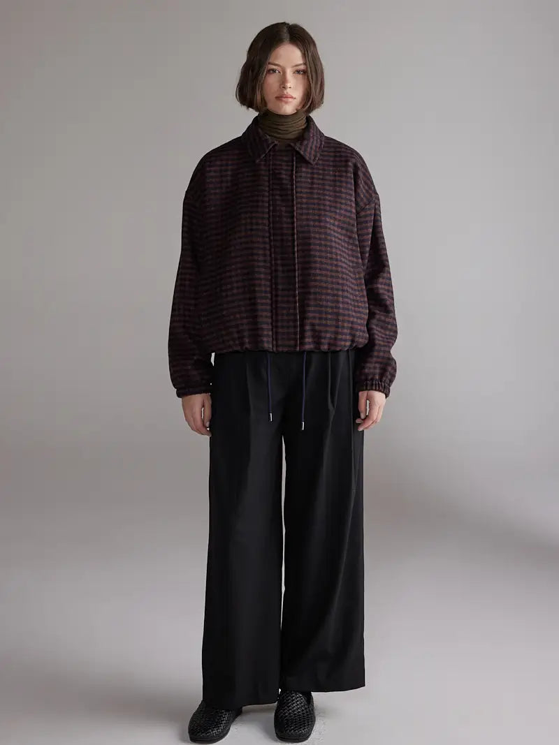 Amente – Gingham Jacket in Wine & Black