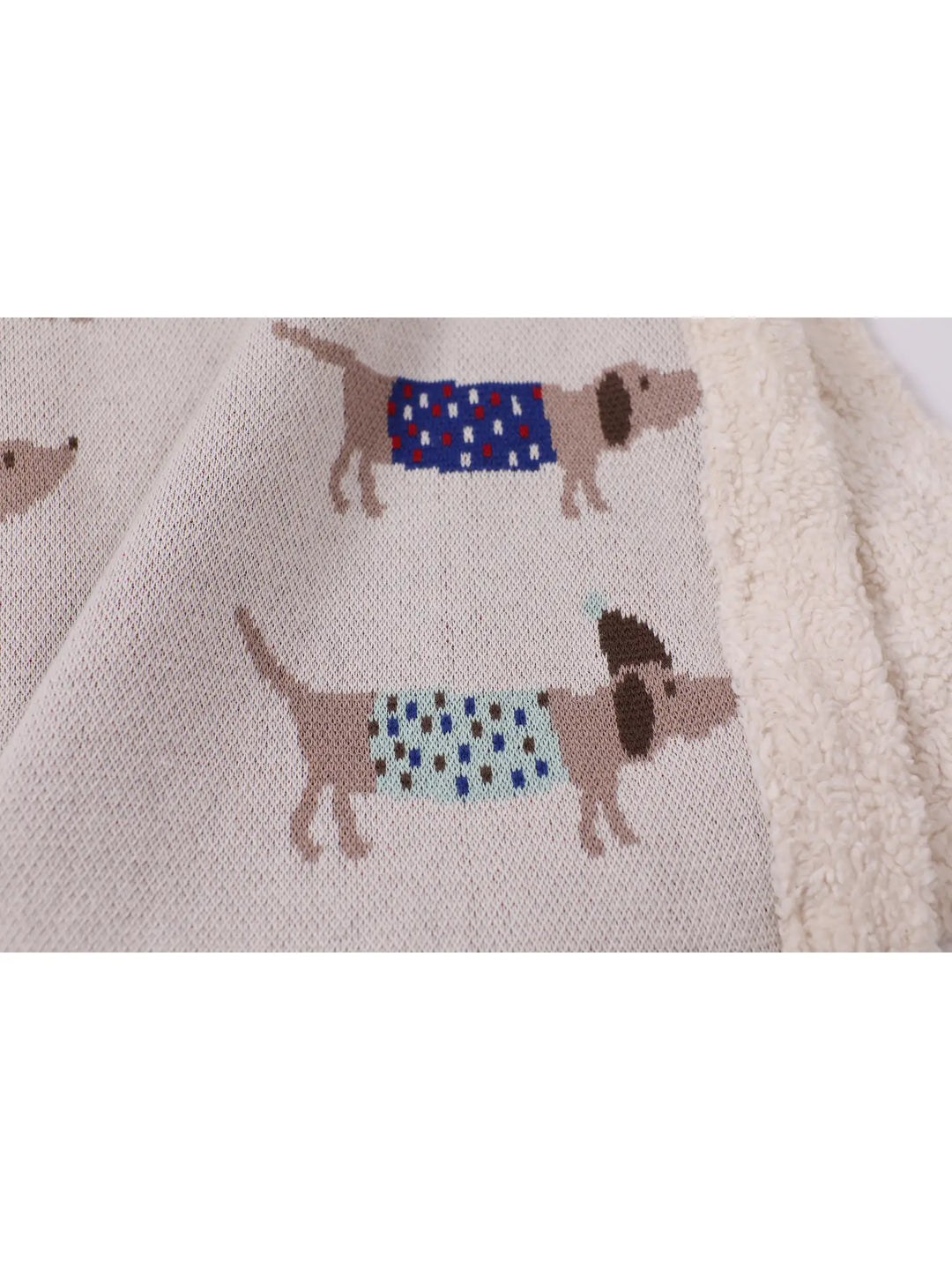 Cozy Sherpa Knit Baby Blanket in Dachshund Dog