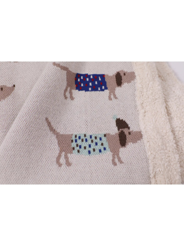 Cozy Sherpa Knit Baby Blanket in Dachshund Dog