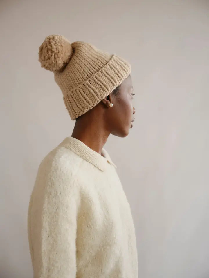 The Endery - The Ramona Boucle Polo Sweater in Calcite