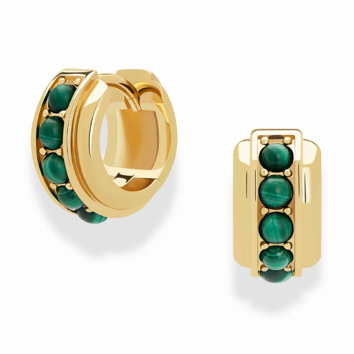 Mod + Jo - Evy Raised Gemstone Hoops in Malachite