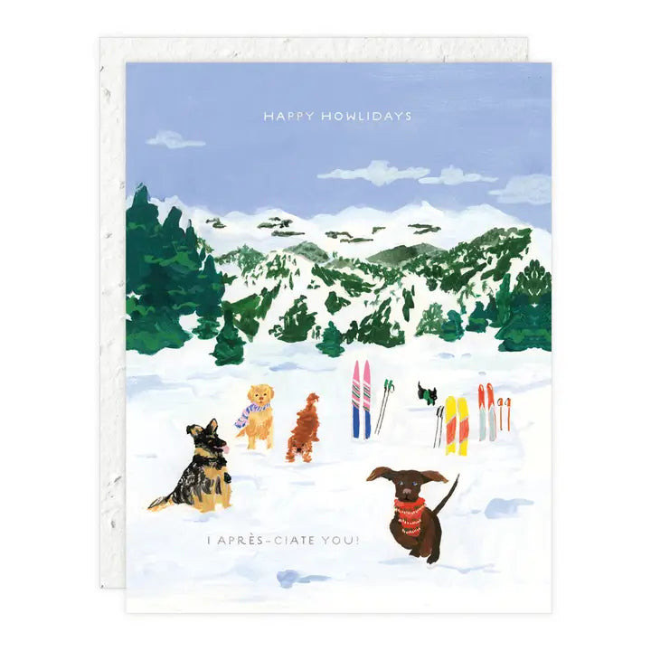 Seedlings - Skiing Pups Holiday Greeting Card