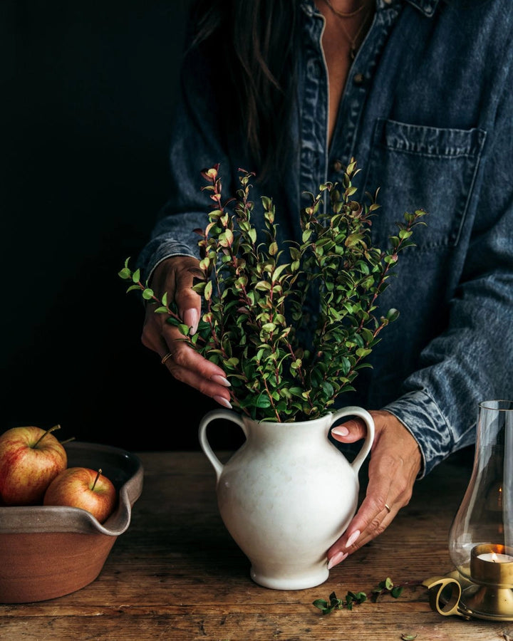 Farmhouse Pottery- Artist's Spatter Vase in Cream
