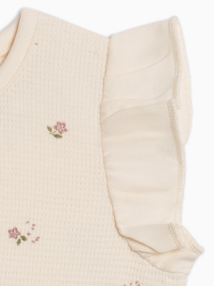 Colored Organics - Maci Waffle Ruffle Tank Romper in Sylva Floral
