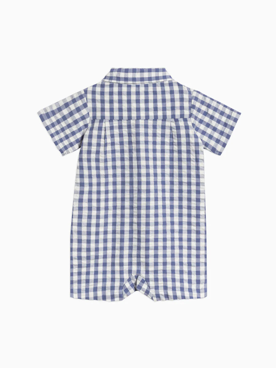 Colored Organics - Organic Mato Seersucker Romper in Marino Gingham