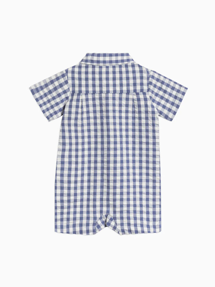 Colored Organics - Organic Mato Seersucker Romper in Marino Gingham