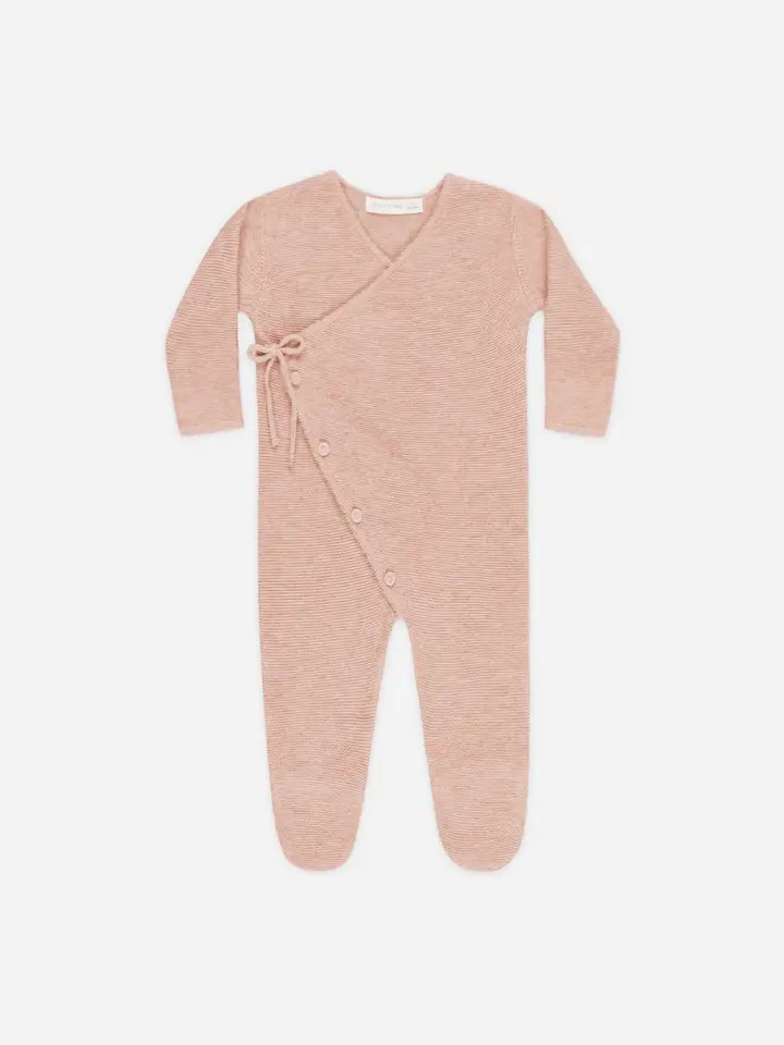 Quincy Mae - Wrap Knit Footie in Heathered Rose