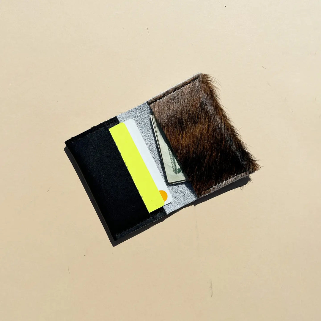 Primecut – Wallet in Leather + Brindle Hair on Hide