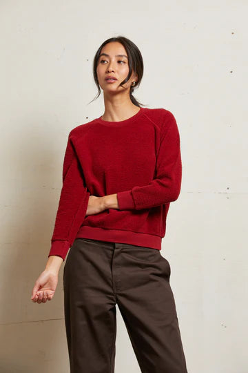 Perfect White Tee - Ziggy Reverse Fleece Shrunken Crewneck in Maple