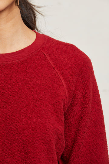 Perfect White Tee - Ziggy Reverse Fleece Shrunken Crewneck in Maple