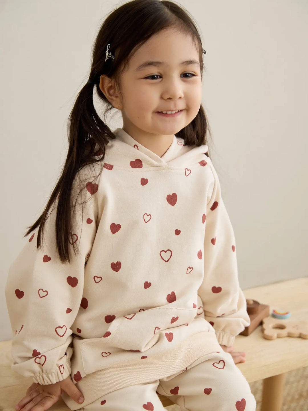 Norsu Organic - Toddler Hooded Sweatshirt-Hearts