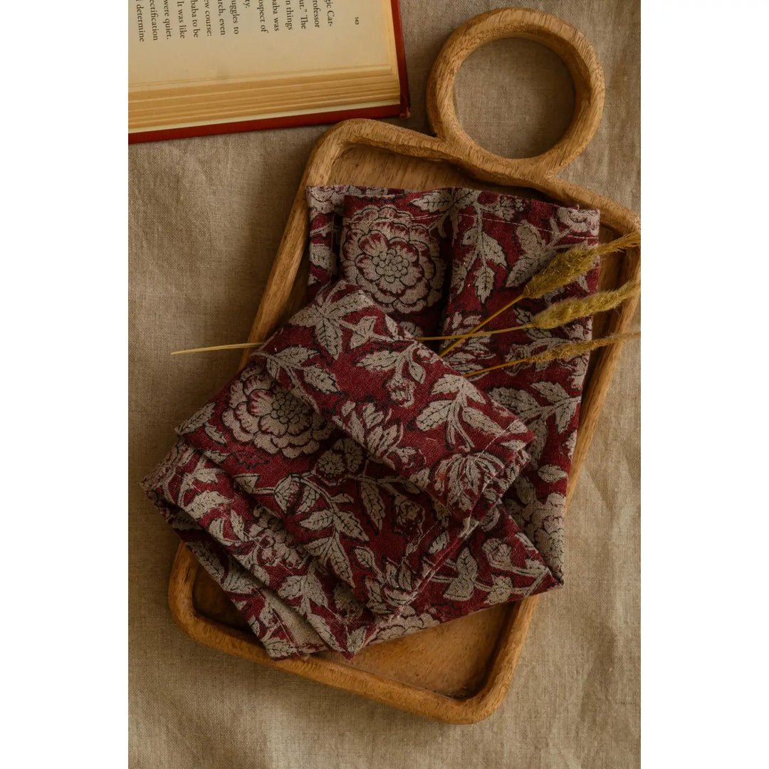 Minimalist Linen Rio Napkin in Rio Red Block Print