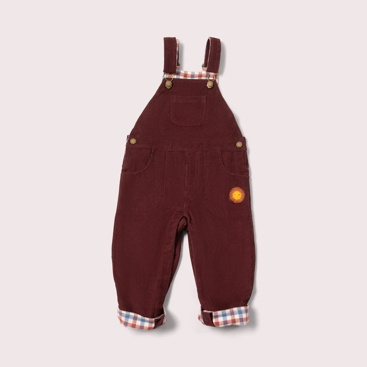 Little Green Radicals ––  Lined Corduroy Overalls in Chocolate