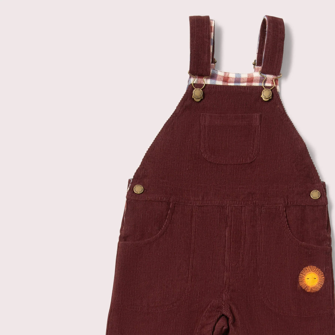 Little Green Radicals ––  Lined Corduroy Overalls in Chocolate