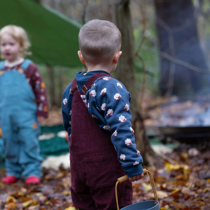 Little Green Radicals ––  Lined Corduroy Overalls in Chocolate