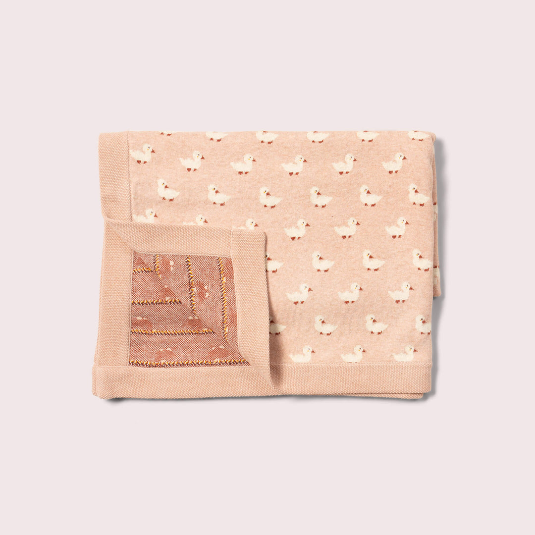 Little Green Radicals –– Puddle Ducks Knitted Organic Cotton Baby Blanket