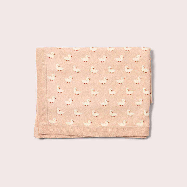 Little Green Radicals –– Puddle Ducks Knitted Organic Cotton Baby Blanket
