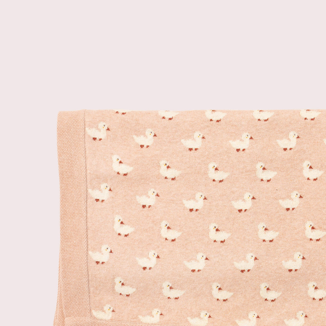 Little Green Radicals –– Puddle Ducks Knitted Organic Cotton Baby Blanket