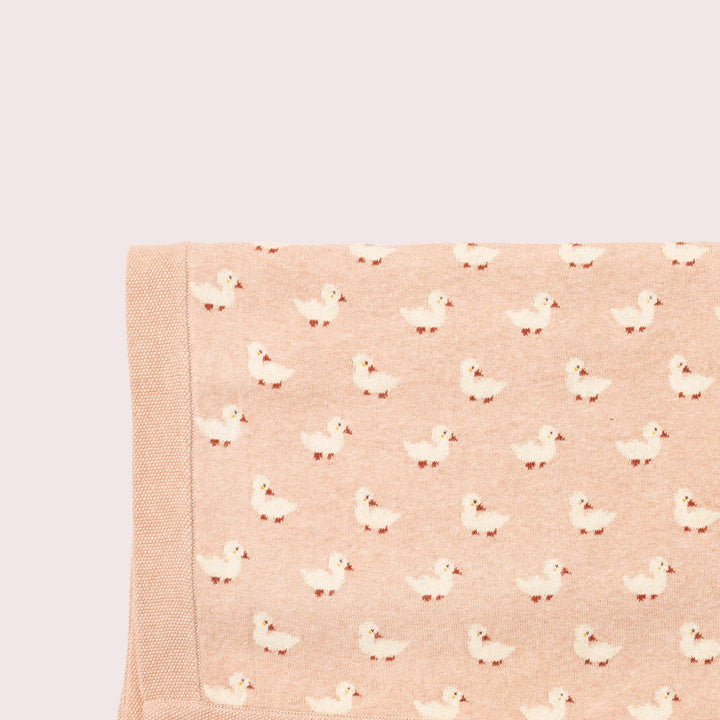 Little Green Radicals –– Puddle Ducks Knitted Organic Cotton Baby Blanket