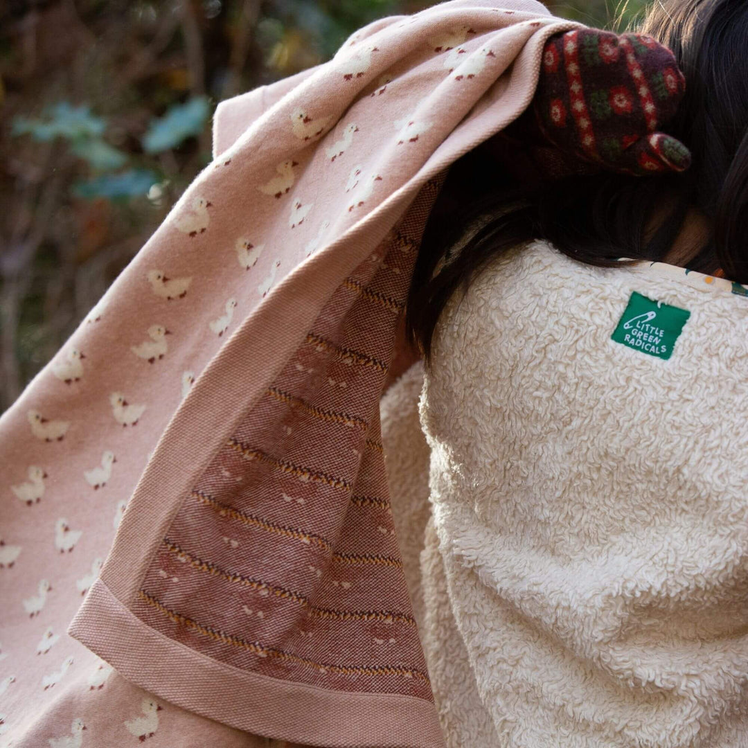 Little Green Radicals –– Puddle Ducks Knitted Organic Cotton Baby Blanket