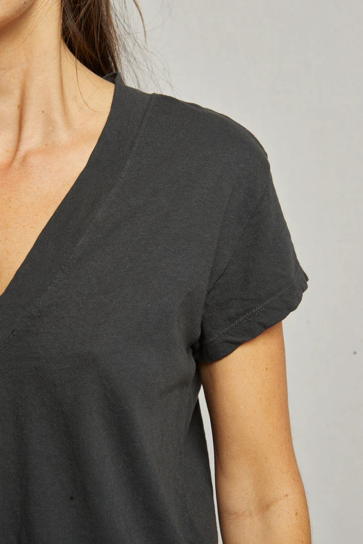 Perfect White Tee - Alanis Recycled V-Neck in Vintage Black