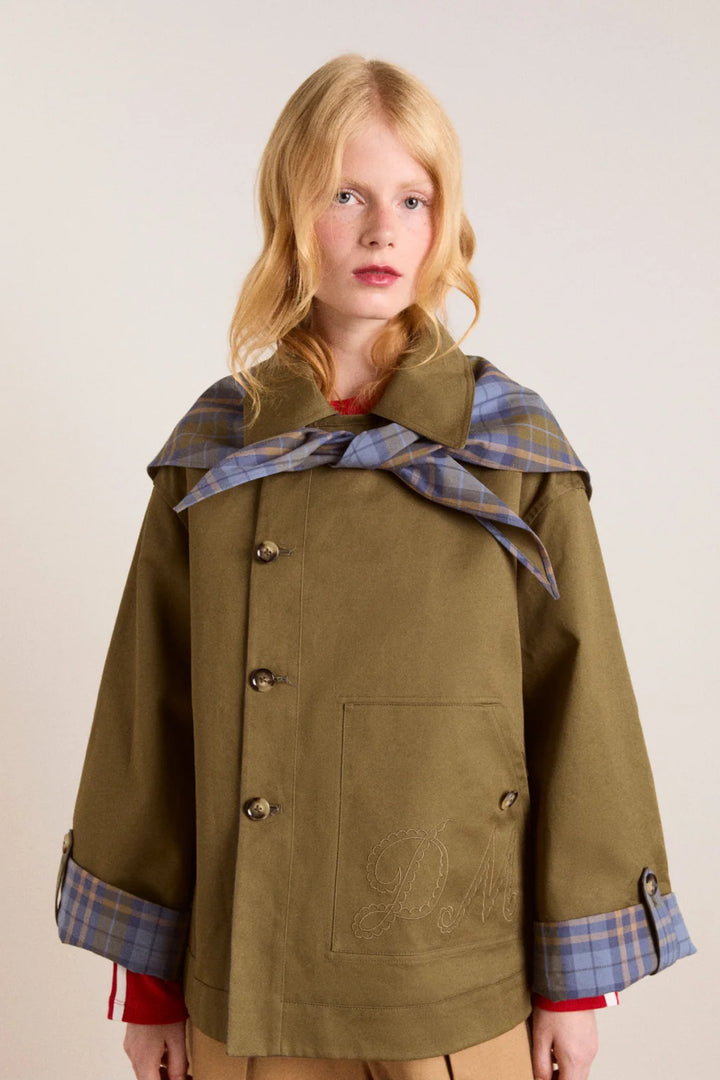 Damson Madder – Jerry Crop Trench Coat in Olive