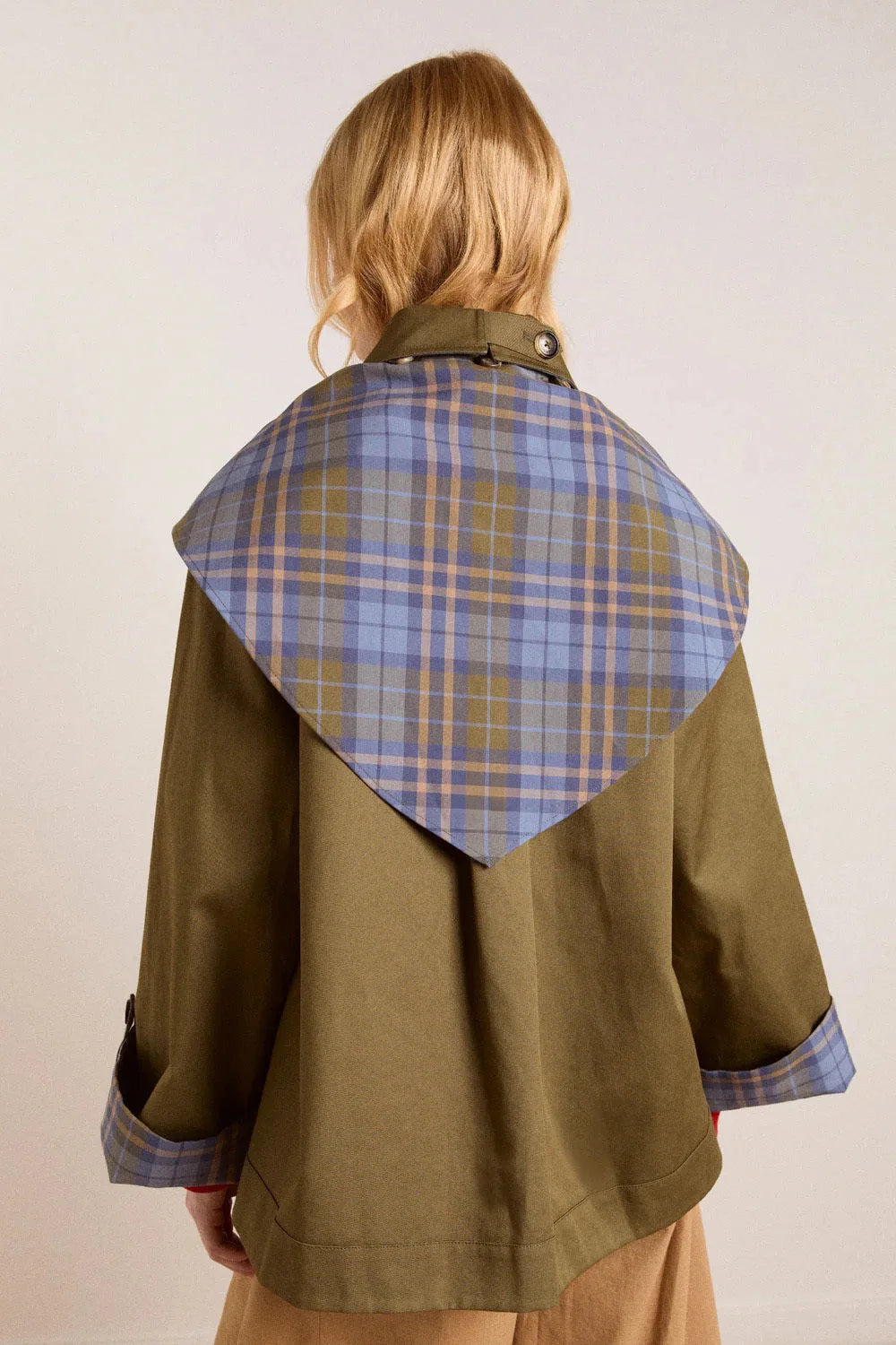 Damson Madder – Jerry Crop Trench Coat in Olive