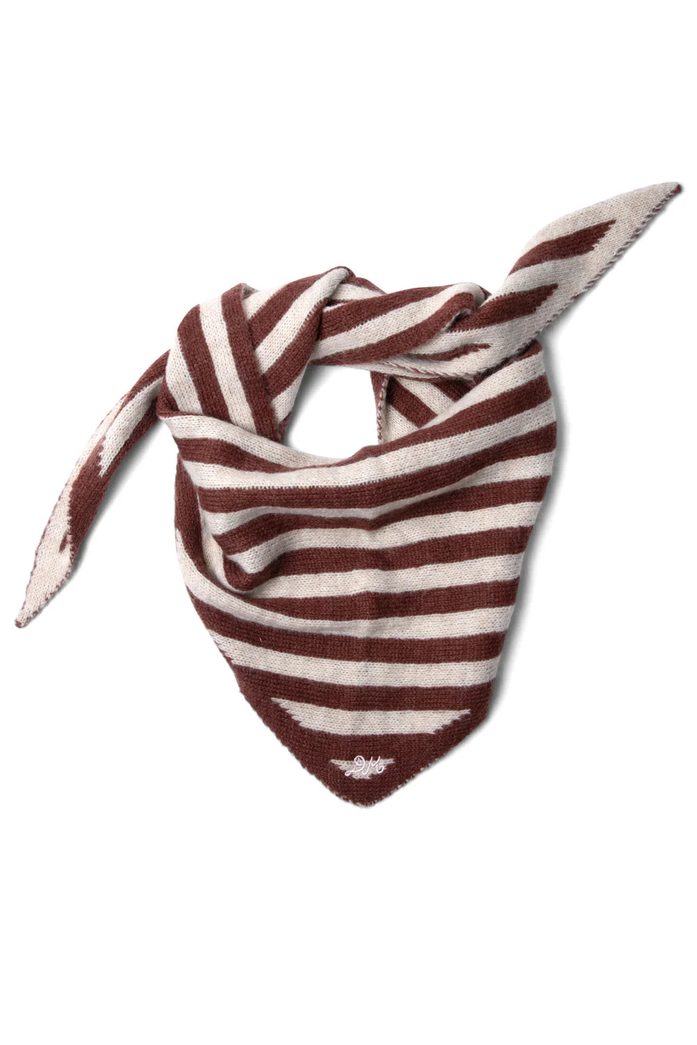 Damson Madder – Triangle Head Scarf in Chocolate / Ecru