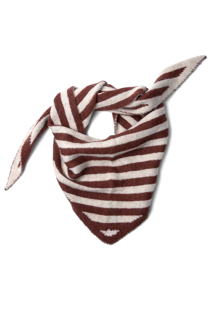 Damson Madder – Triangle Head Scarf in Chocolate / Ecru